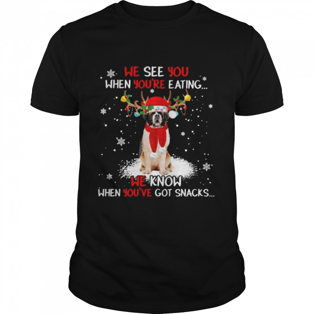 St Bernard we see You when youre eating we know when youre got snacks Christmas shirt Classic Men's T-shirt