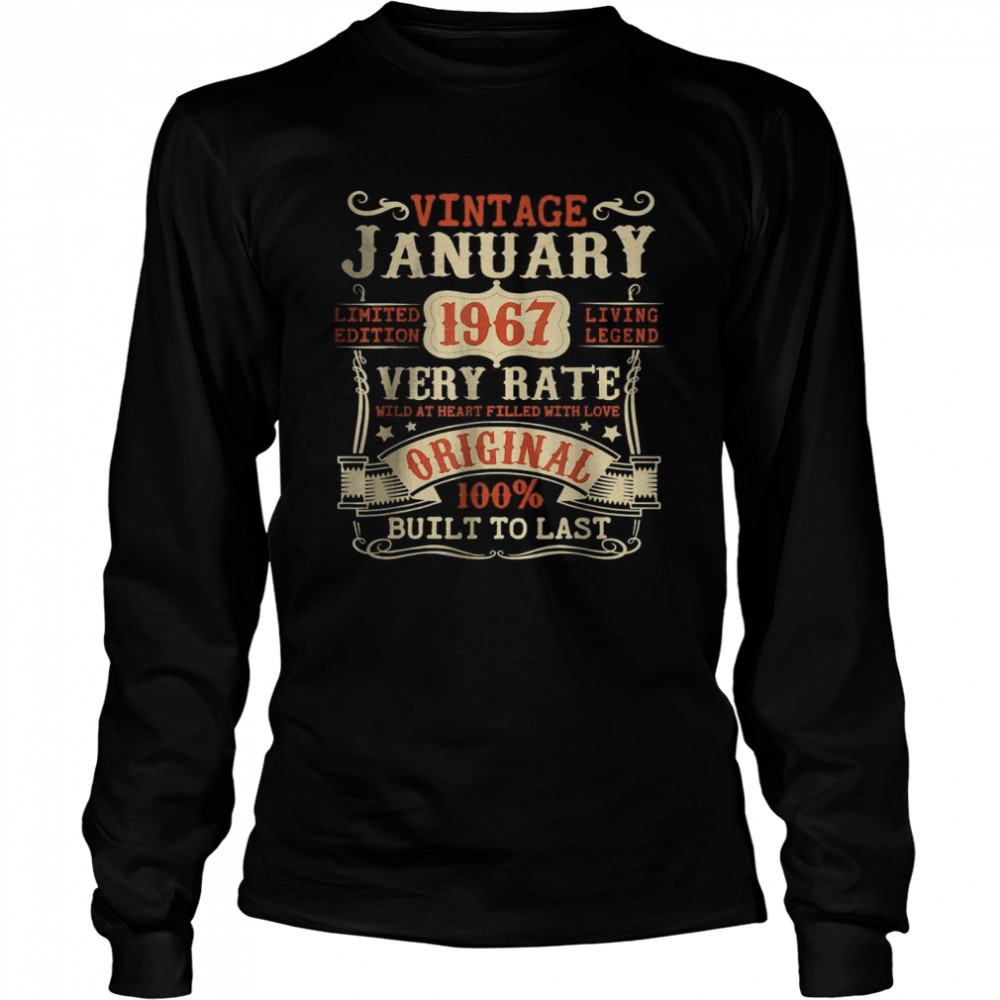55 Year Old 55th Birthday Gifts Vintage January 1967 T- Long Sleeved T-shirt