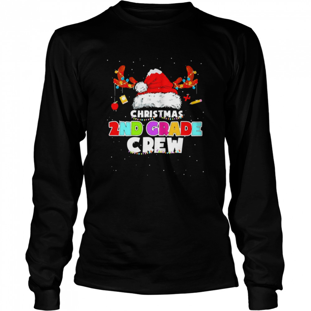 Santa Hat Christmas 2nd Grade Crew Sweater  Long Sleeved T-shirt