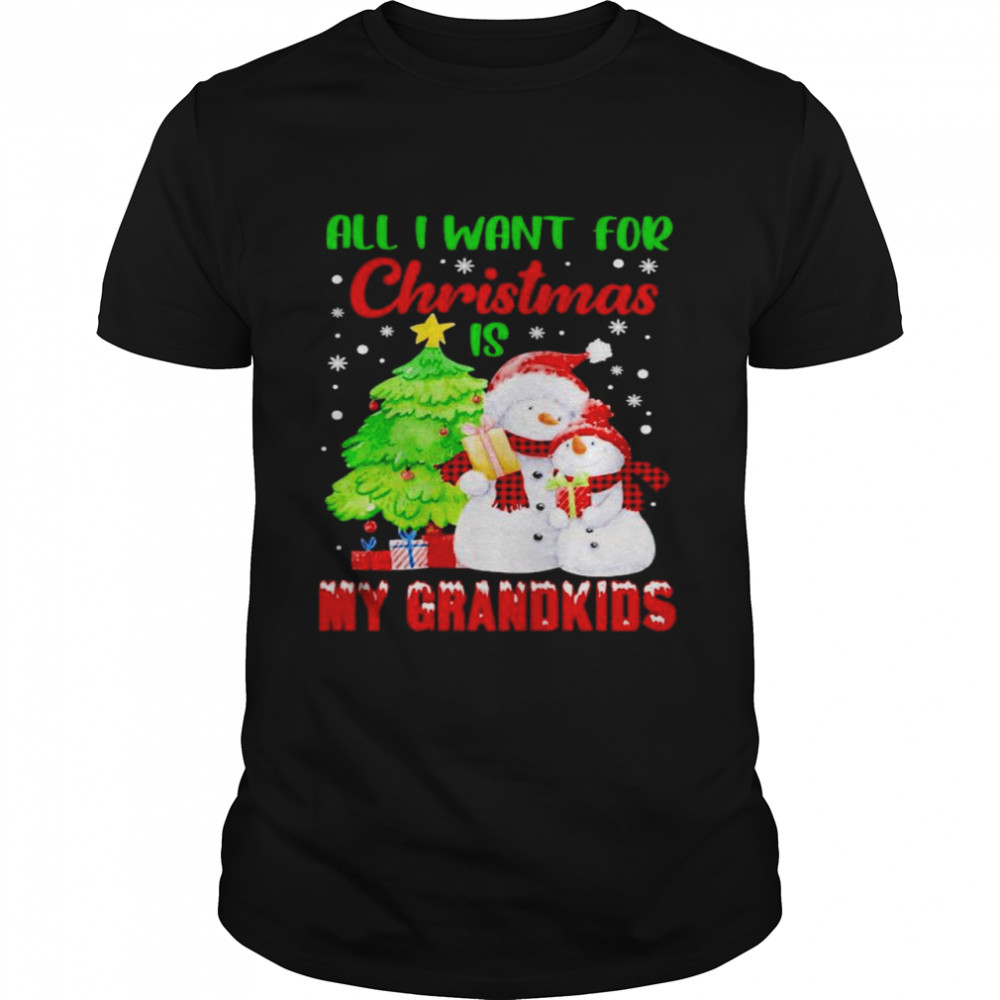 Snowman all I want for Christmas is my grandkids shirt Classic Men's T-shirt