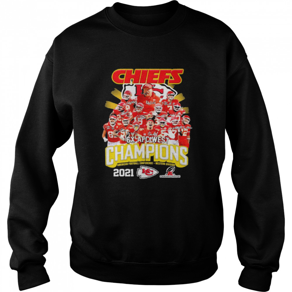 Chiefs Team 6X AFC West Champions 2021 AFC Western Division Championship  Signatures shirt - Kingteeshop