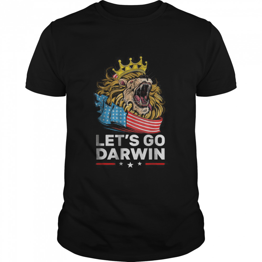 Let’s Go Darwin Funny Vintage US Flag Lion Lets Go Darwin T-Shirt