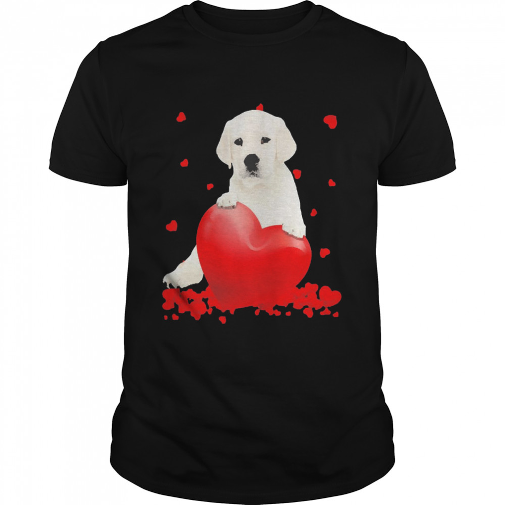 White Labrador Dog Valentine’s Hearts  Classic Men's T-shirt