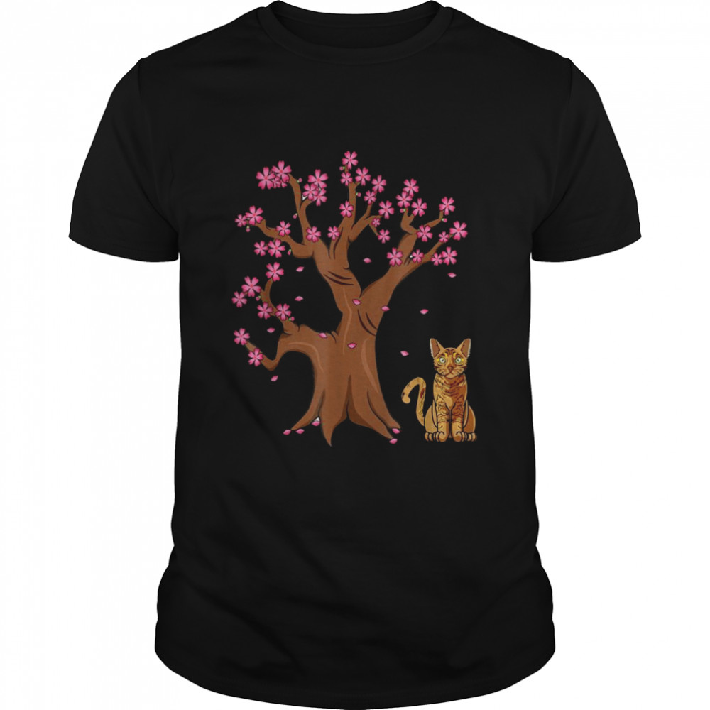 Japanese Bengal Cat Mom Cherry Blossom  Classic Men's T-shirt