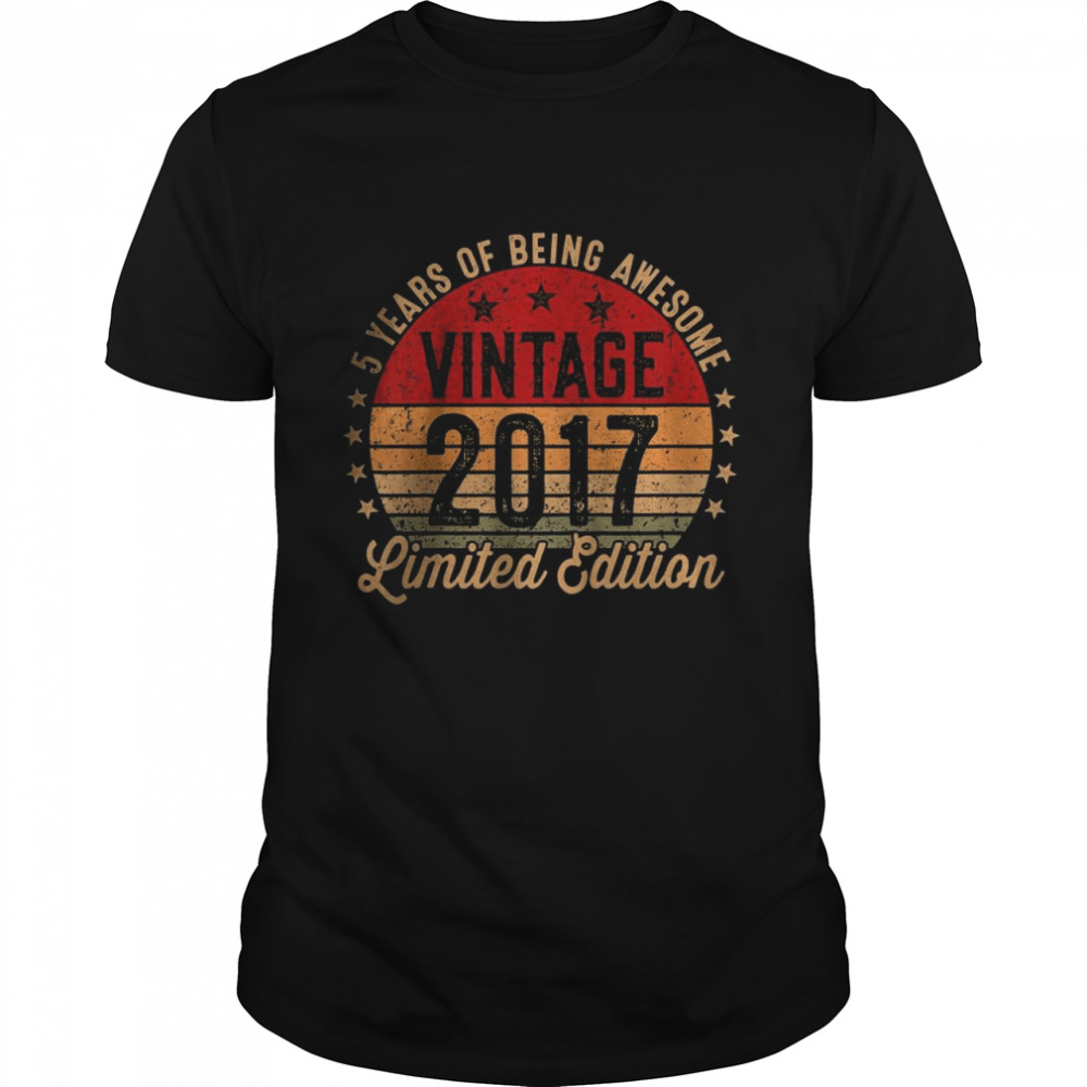 Kids 5 Year Old Vintage 2017 Limited Edition 5th Birthday T-Shirt