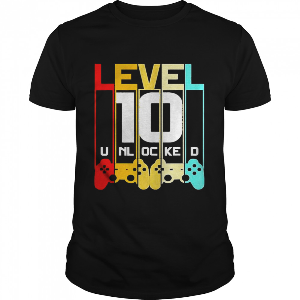 Level 10 Unlocked 10th Birthday Matching Video Game Shirt