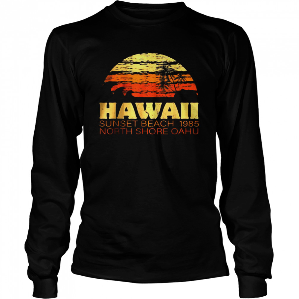 Ladies Blue Hawaiian Shirt Waikiki Sunset