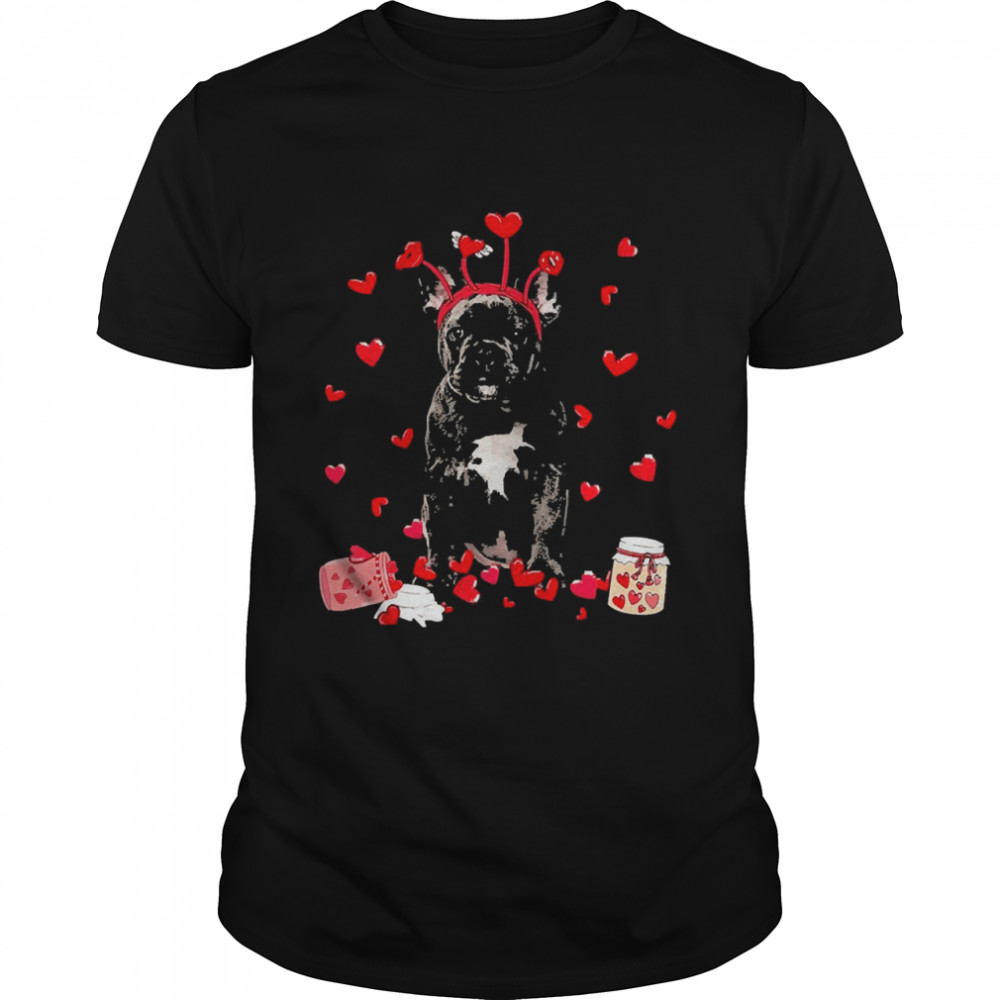 Valentine’s Day Sweet Headband Black French Bulldog Dog Shirt