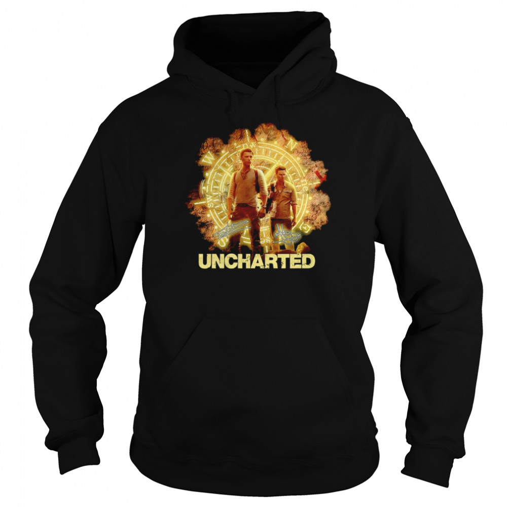 Uncharted Tom Holland And Mark Wahlberg Signatures Unisex Hoodie