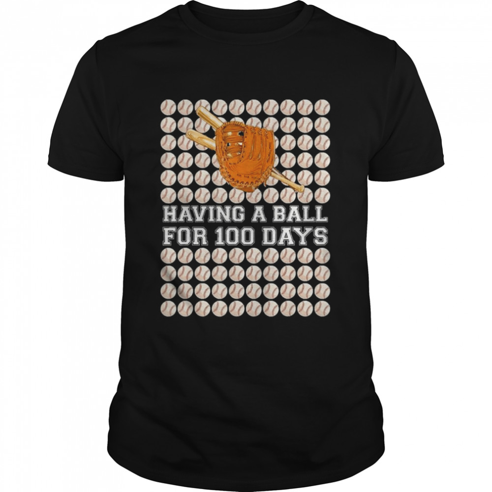 Having A Ball for 100 Days Baseball Boy Smarter School  Classic Men's T-shirt