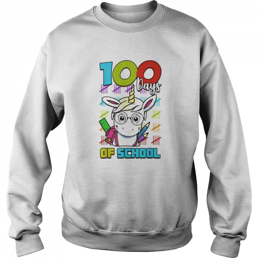100 Days Of School Unicorn 100 Days Smarter 100th Day  Unisex Sweatshirt