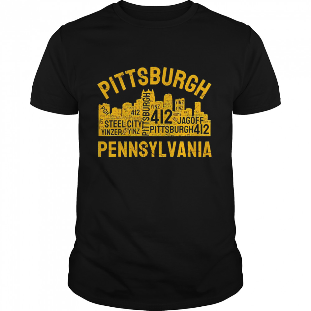 Pittsburgh Pennsylvania Steel City Skyline 412 Home Vintage Shirt
