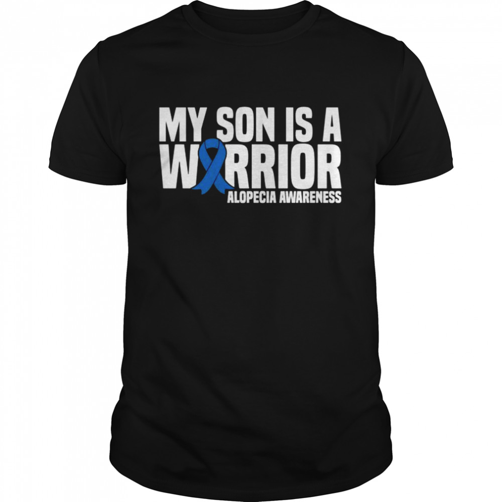 Mein Sohn ist ein Krieger Blue Ribbon Alopezie Awareness Langarmshirt Shirt