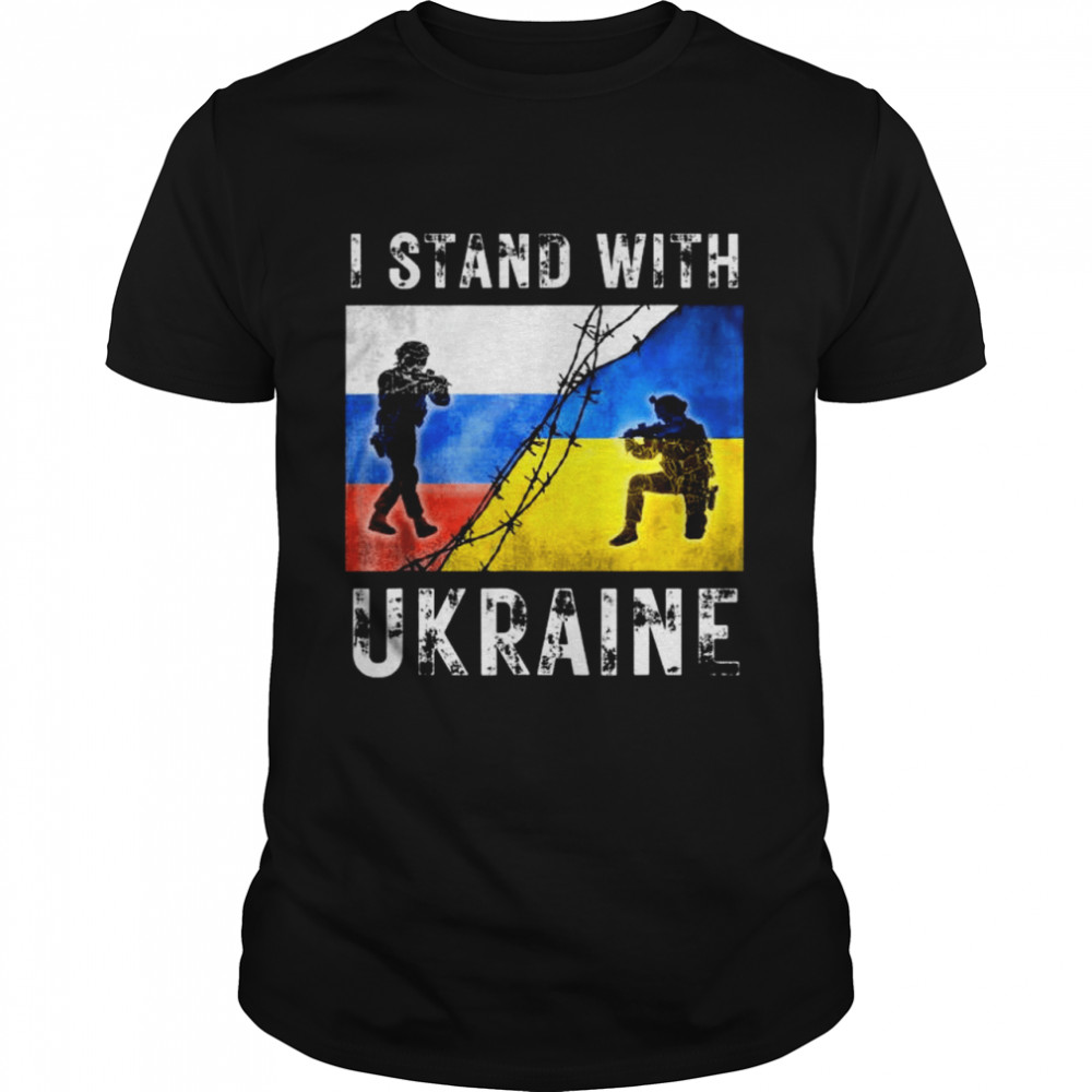 I stand with ukraine American ukrainian flag t-shirt