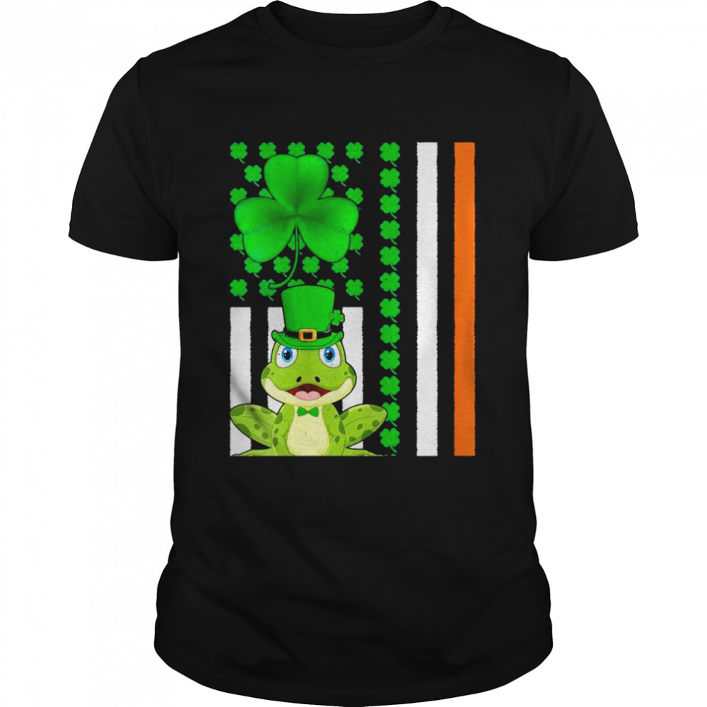 Irish Shamrock American Flag Poison Dart Frog St Patrick Day Shirt