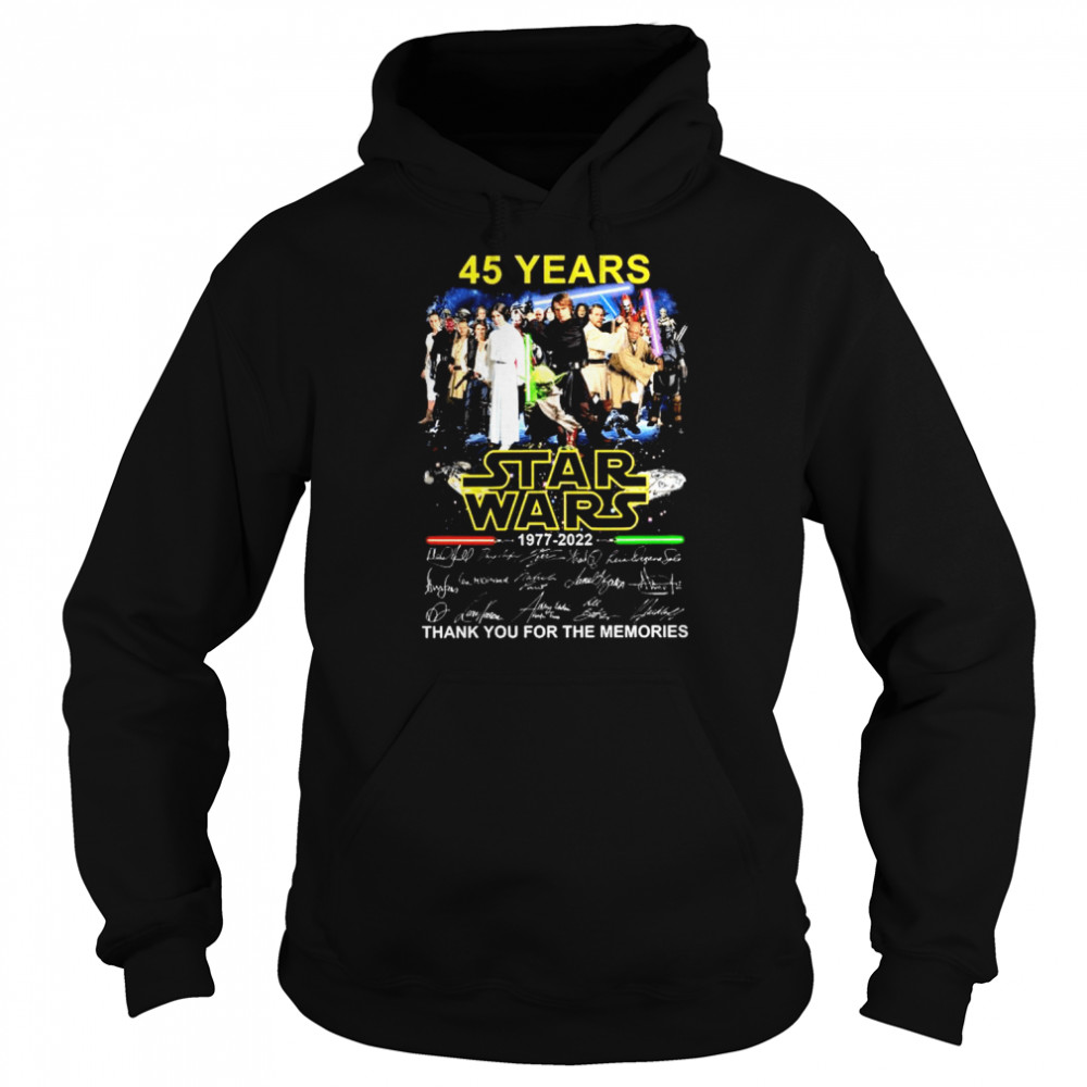 45 Years Star Wars 1977 – 2022 Signatures Thank You For The Memories shirt Unisex Hoodie