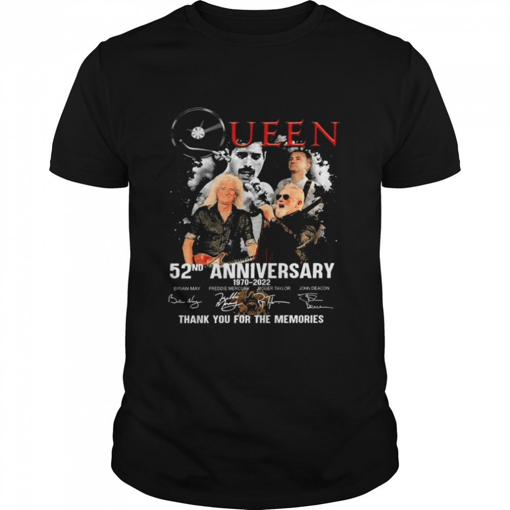 Queen 52nd Anniversary 1970 – 2022 Signatures Thank You For The Memories shirt Classic Men's T-shirt