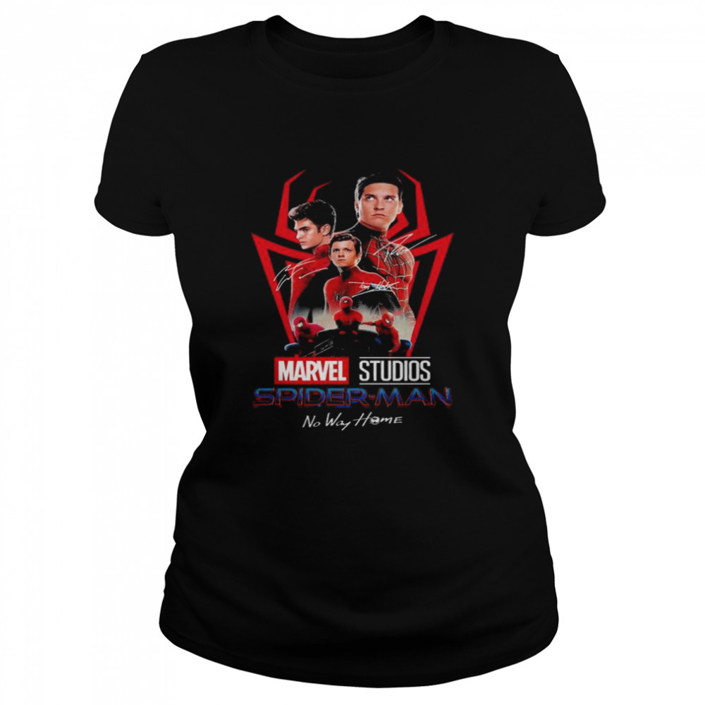 Spider Man Tom Holland Andrew Garfield Tobey Maguire Signature No Way Home T- Classic Women's T-shirt