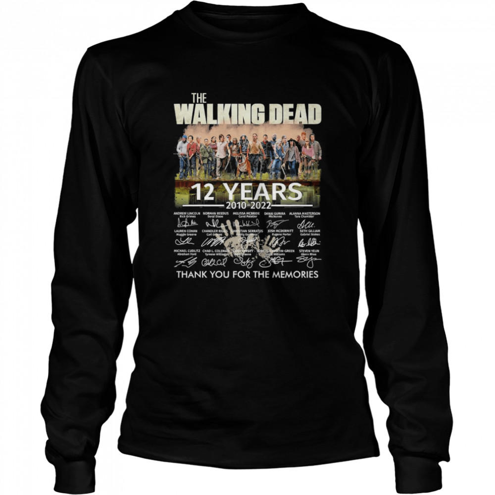 The Walking Dead 12 Years 2010-2022 Signature Thank You For The Memories Long Sleeved T-shirt