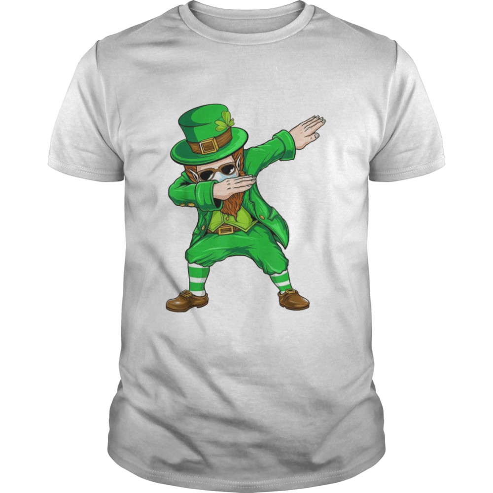 Dabbing Leprechaun Face Mask St Patrick’s Day Boys Shirt