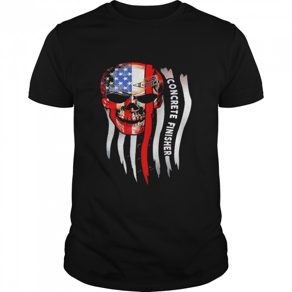 American Flag Skull Concrete Finisher Shirt