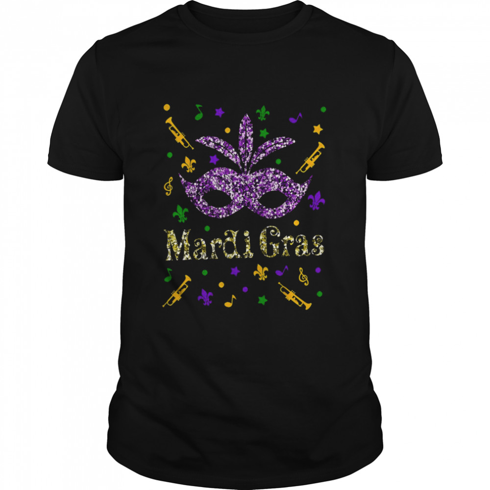 Mardi Gras 2022 Girls Mask Beads New Orleans Party Shirt