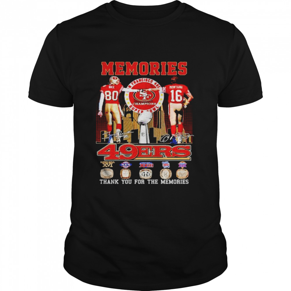 San Francisco 49Ers Memories Rice And Montana Signatures Shirt