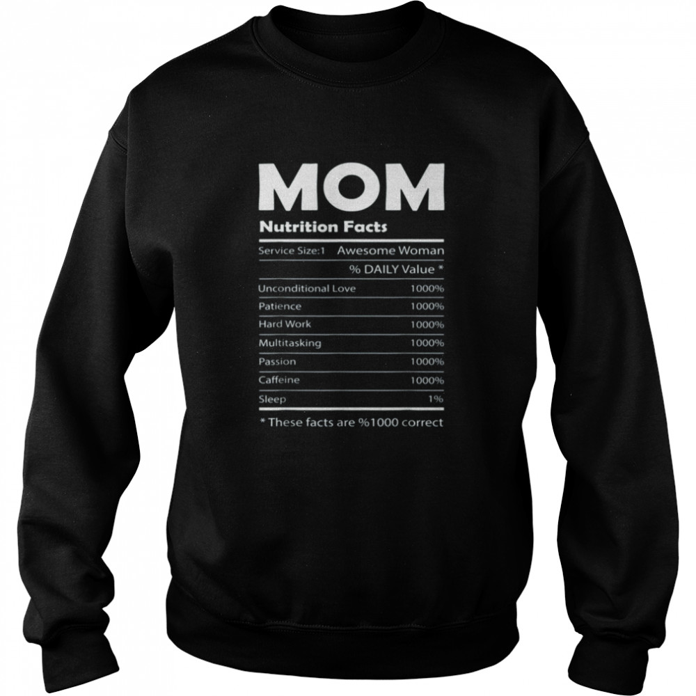 Mother's Day Mom Nutrition Facts T- Nice Mother's Day Unisex Sweatshirt