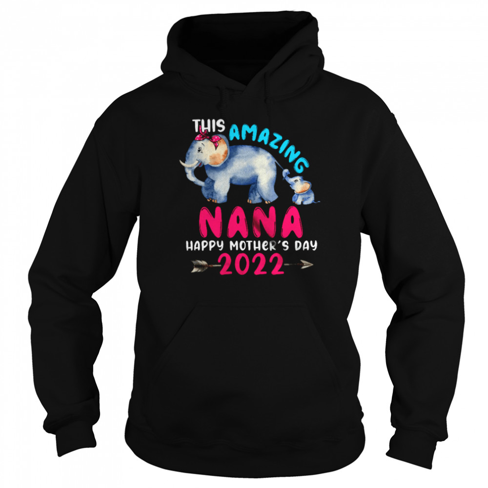 This Amazing Nana Happy Mother's Day 2022 Cute Elephant Mom Baby Family T- Unisex Hoodie