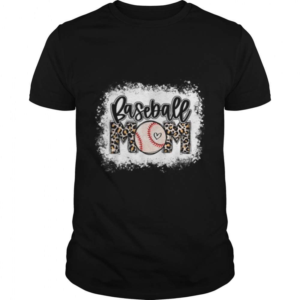 Bleached Baseball Mom Leopard Baseball Mama Mothers Day 2022 T-Shirt