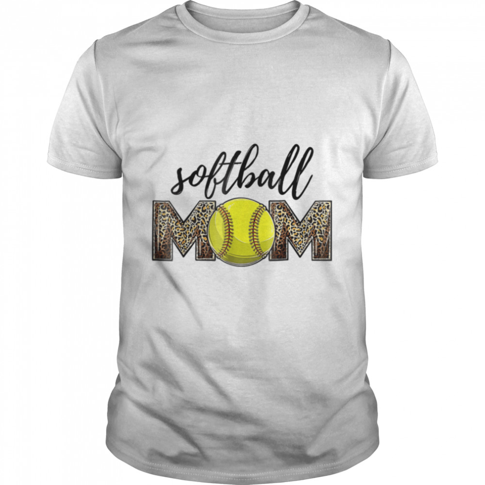 Softball Mom Leopard Funny Baseball Mom Mother's Day Shirt
