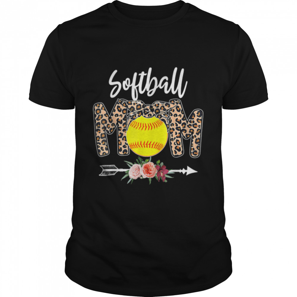 Softball Mom Leopard Funny Baseball Mom Mother's Day T- Classic Men's T-shirt
