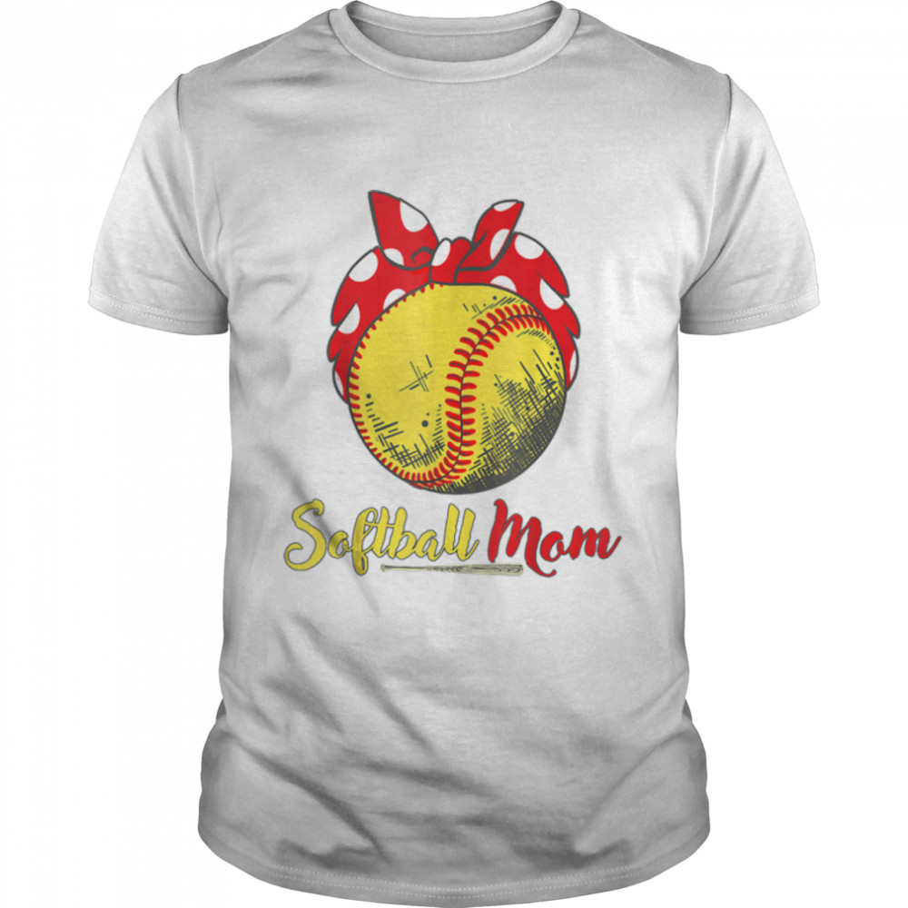 US Flag Softball Player Mom T-Shirt Mother's Day T-Shirt