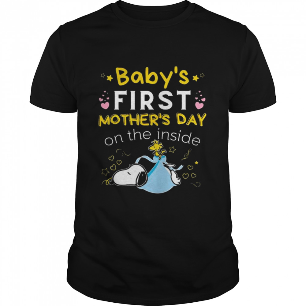 Snoopy and Woodstock baby’s first mother’s day on the inside shirt