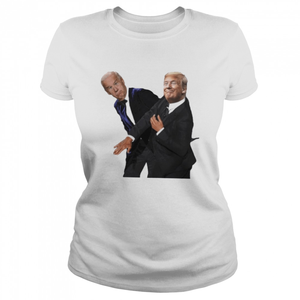 Trump slapped Biden mashup Will Smith slapped Chris Rock shirt Classic Women's T-shirt