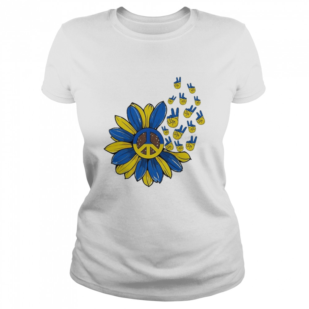 Vintage Sunflower Peace Sign Stand With Ukraine Ukrainian shirt Classic Women's T-shirt