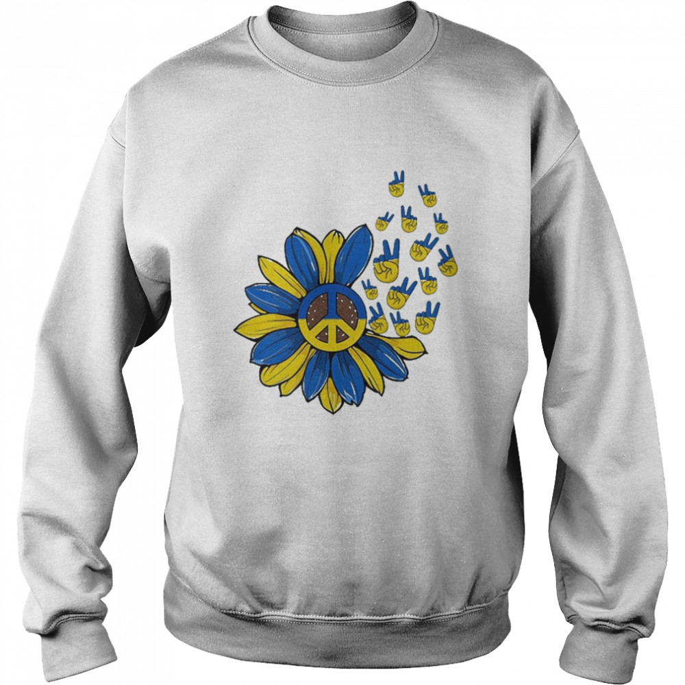 Vintage Sunflower Peace Sign Stand With Ukraine Ukrainian shirt Unisex Sweatshirt