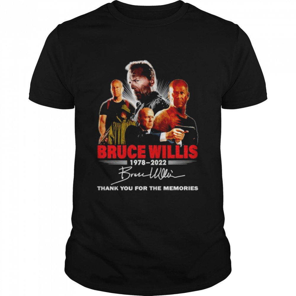 Bruce Willis 1978 2022 thank you for the memories signature shirt Classic Men's T-shirt