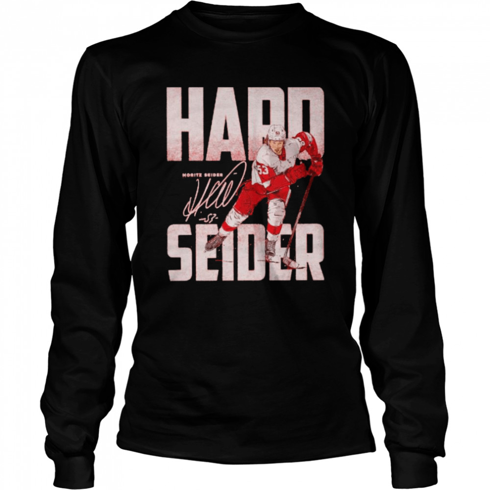 Detroit Red Wings Moritz Seider hard seider bold signature shirt