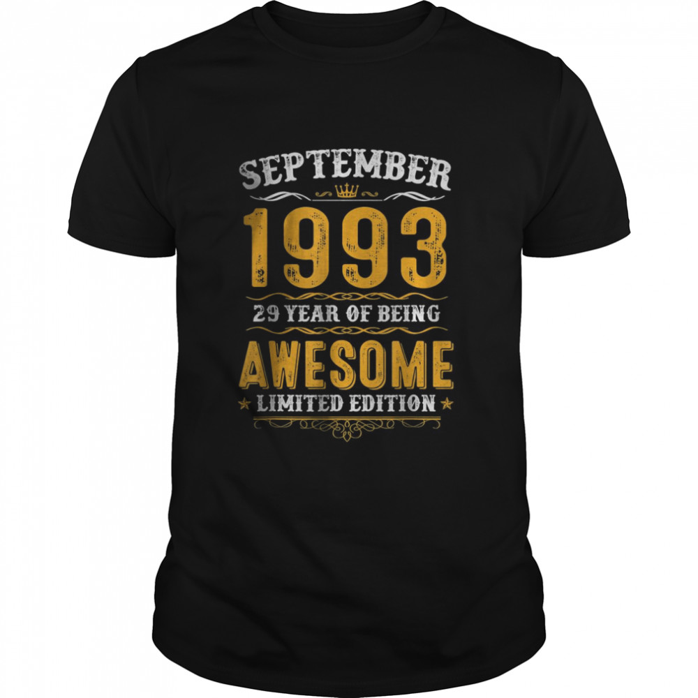 Awesome Since September 1993 29 Year of Being T-Shirt
