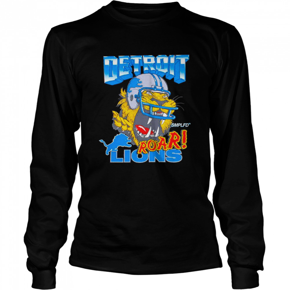 Men's SMPLFD Black Detroit Lions Roar Pullover Sweatshirt