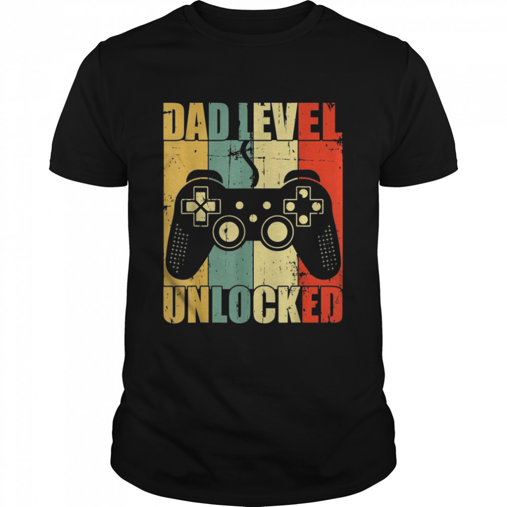 Mens Dad Level Unlocked Est 2022 New Daddy Father Shirt