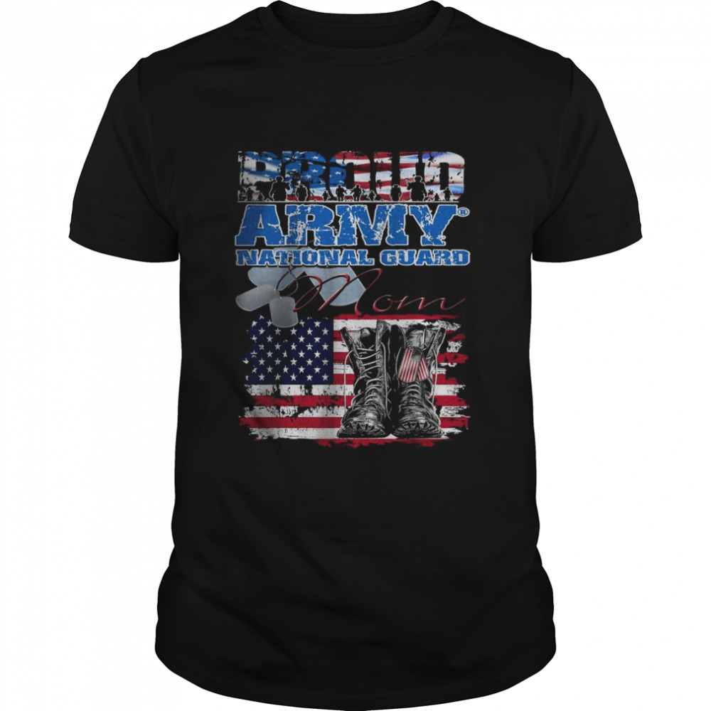 Vintage Proud Army national Guard Mom American Flag shirt Classic Men's T-shirt