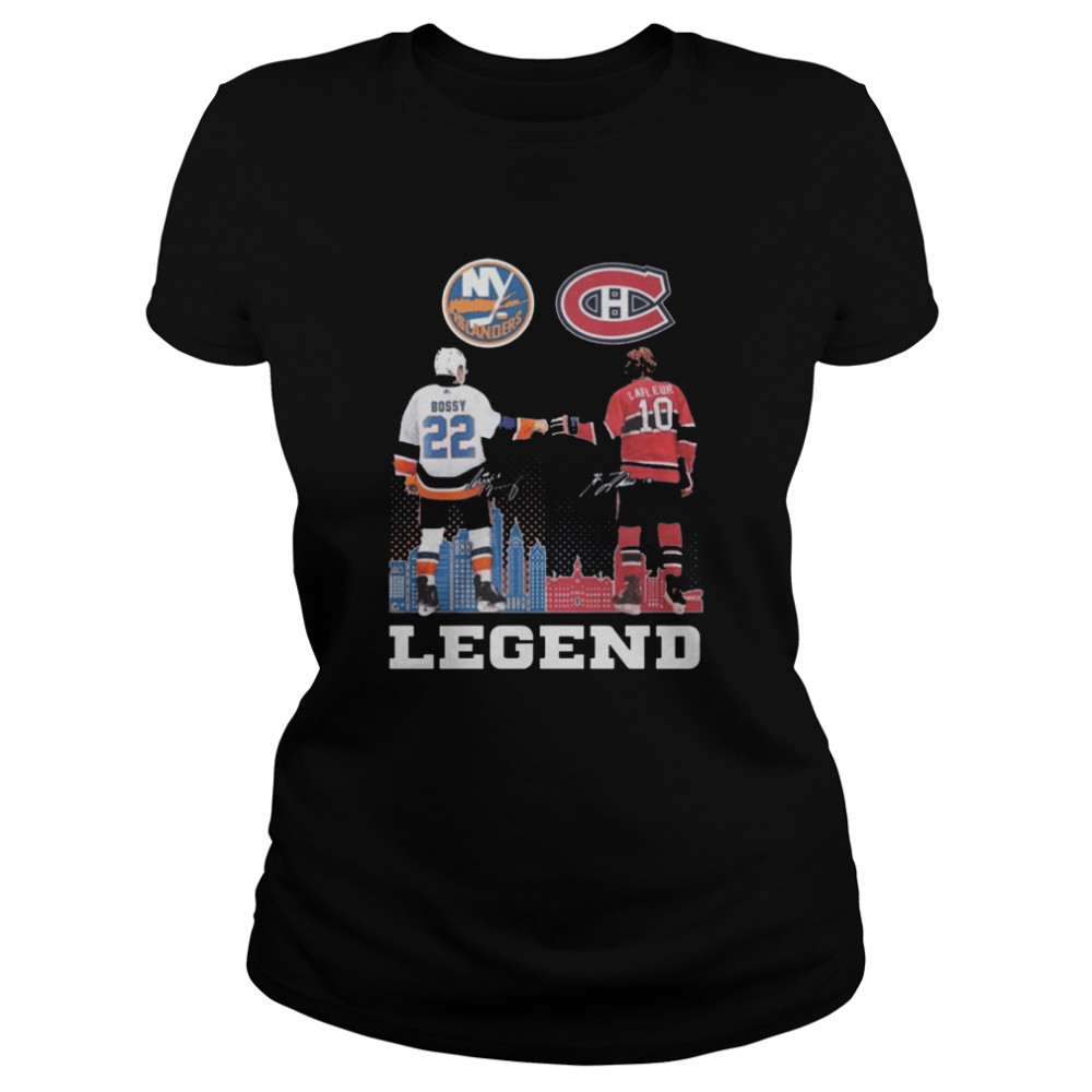 New York Islanders Bossy and Montreal Canadiens Lafleur legend signatures shirt Classic Women's T-shirt
