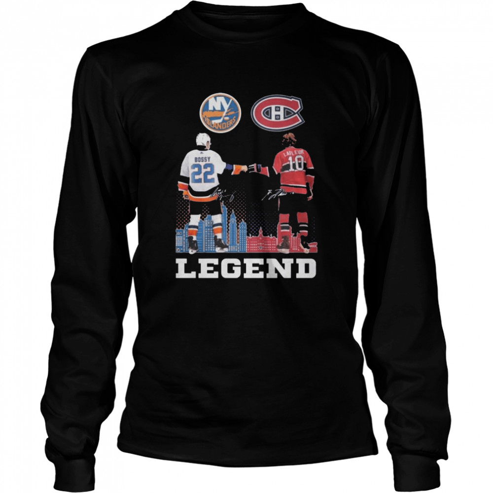 New York Islanders Bossy and Montreal Canadiens Lafleur legend signatures shirt Long Sleeved T-shirt