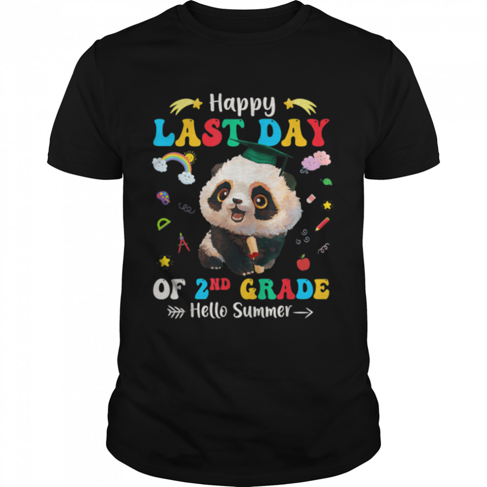 Happy Last Day Of 2nd Grade Cute Panda Graduation Grad KId T- B0B1CX921V Classic Men's T-shirt