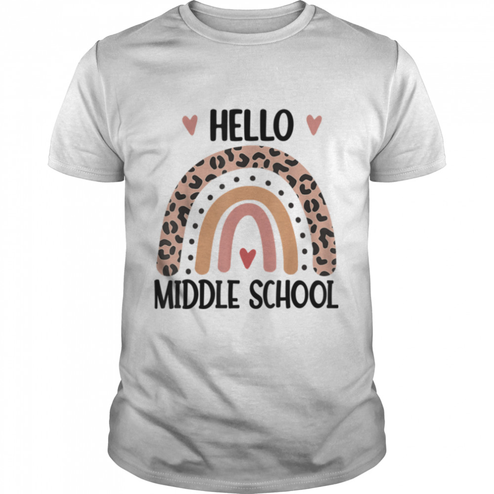 Hello Middle School Rainbow Teachers Kids Back to School T- B0B1CZLYSV Classic Men's T-shirt