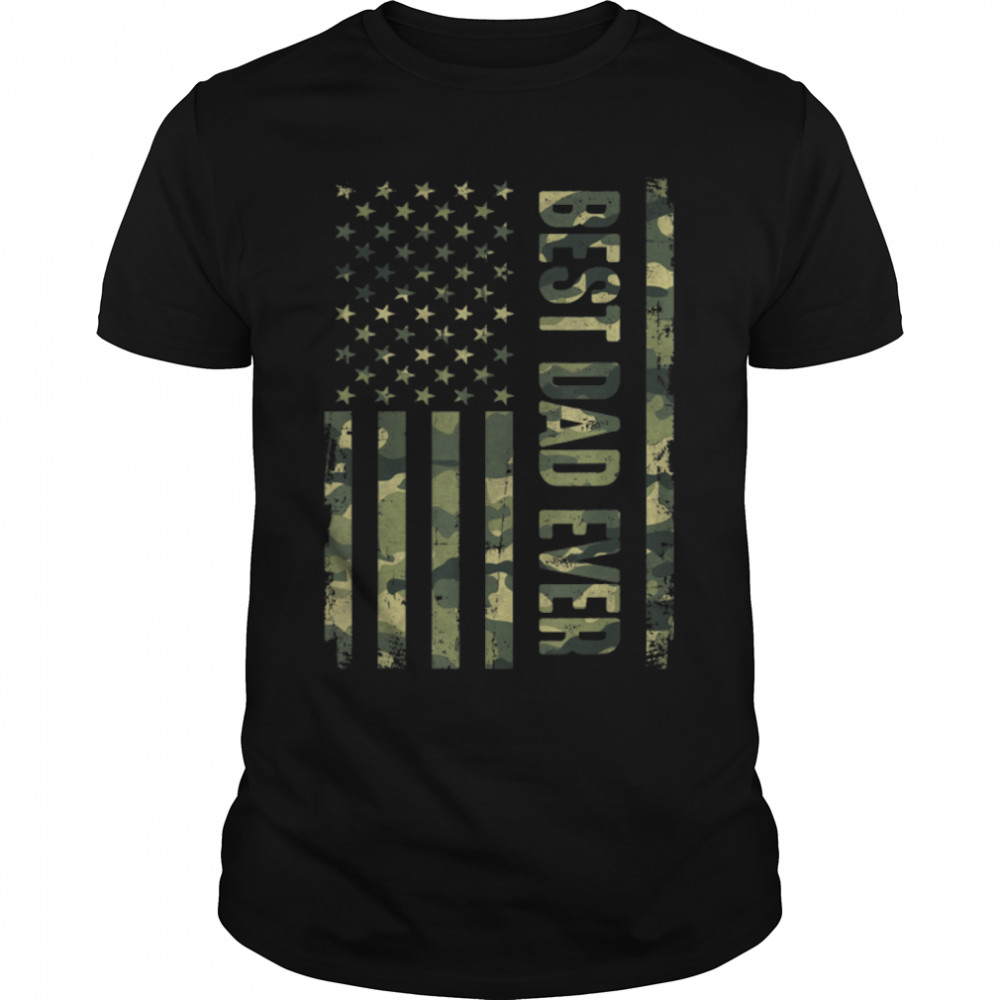 Best Dad Ever With US American Flag Awesome Dads Family T-Shirt B0B21235WB