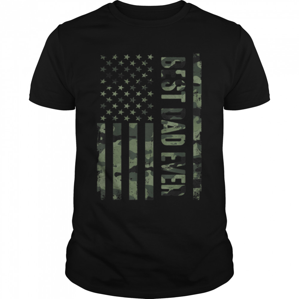 Best Dad Ever With US American Flag Awesome Dads Family T-Shirt B0B212HDXZ