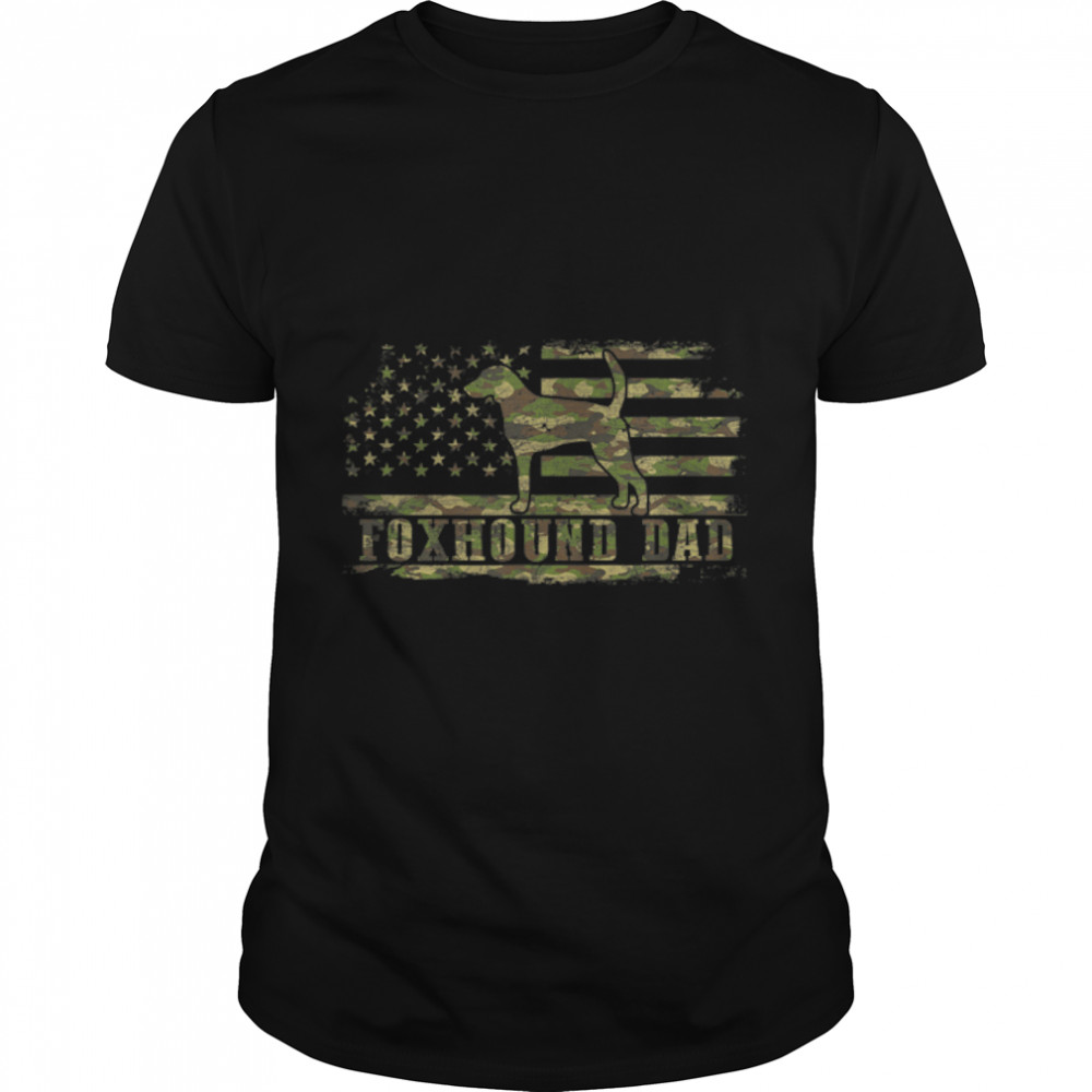 Foxhound Dad Camouflage American Flag Patriotic Dog T- B0B212FRHB Classic Men's T-shirt